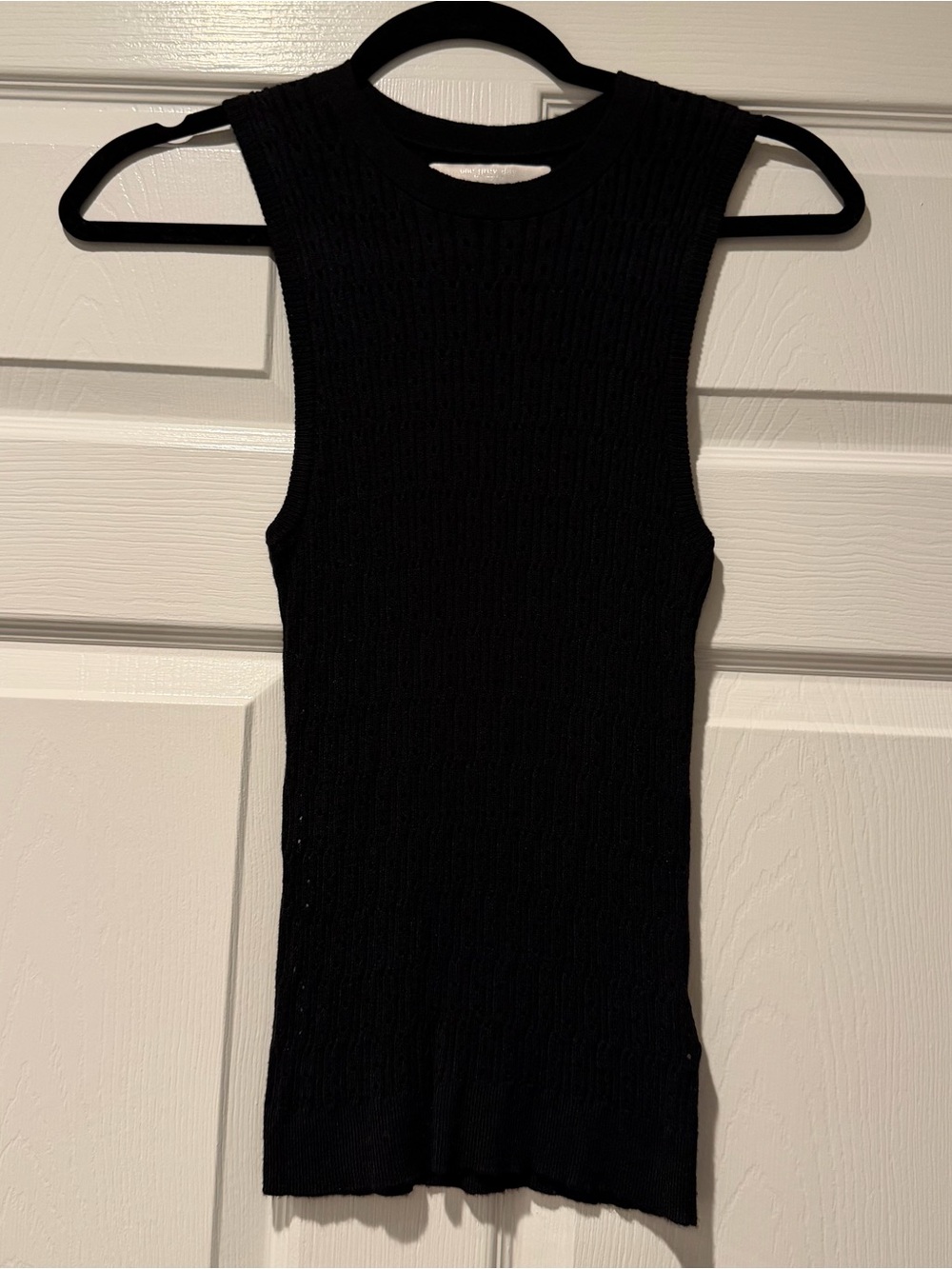 Black Sleeveless Ribbed Tank Top - Classic Women's Knit Size XS - Picture 1 of 5